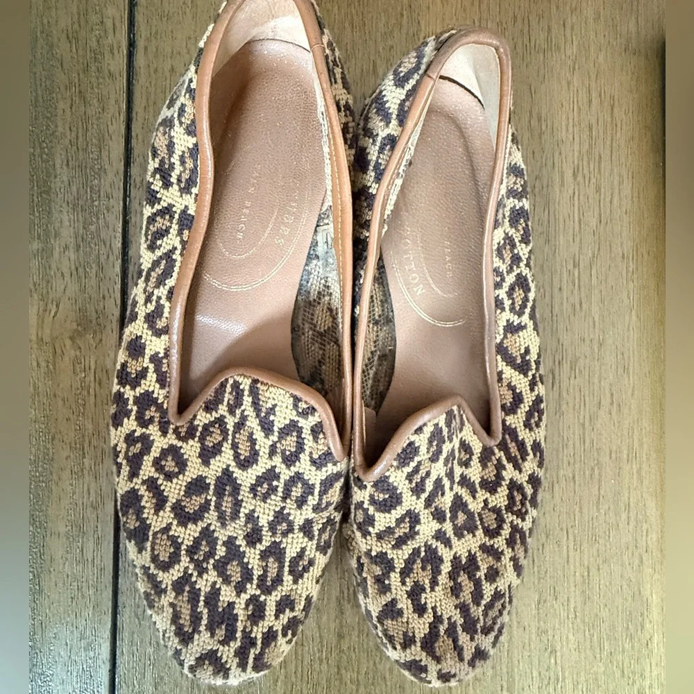 Stubbs & Wootton Jane Leopard Needlepoint Slipper - Size 7 - Picture 4 of 5